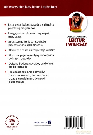 Opracowania lektur i wierszy dla wszystkich klas liceum i technikum [KSIĄŻKA]
