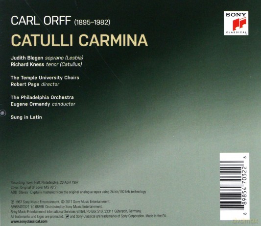 Eugene Ormandy: Orff: Catulli Carmina (Remastered) [CD]