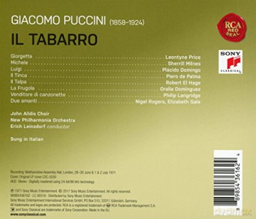 Erich Leinsdorf: Puccini: Il tabarro (Remastered) [CD]