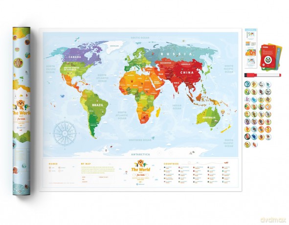 Mapa interaktywna Świat travel map kids animals [KSIĄŻKA]