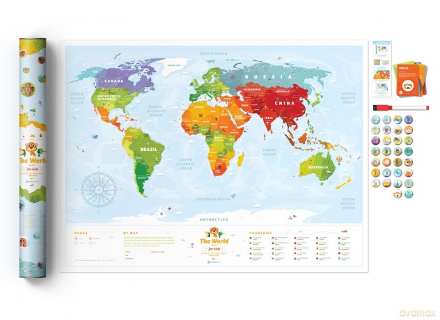 Mapa interaktywna Świat travel map kids sights [KSIĄŻKA]