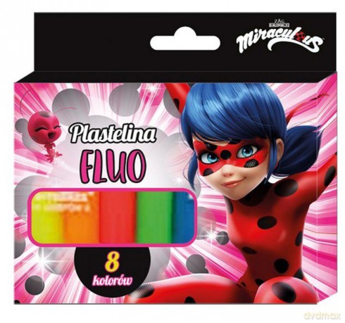 Plastelina fluo 8 kolorów Miraculum Biedronka i czarny kot
