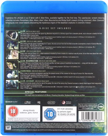 Alien 6 Films Collection: Alien / Aliens / Alien 3 / Alien: Resurrection / Prometheus / Alien Covenant (Obcy Kolekcja 6 Filmów: Obcy / Obcy - decydujące starcie / Obcy 3 / Obcy Przebudzenie / Prometeusz / Obcy: Przymierze) [BOX] [6xBlu-Ray]