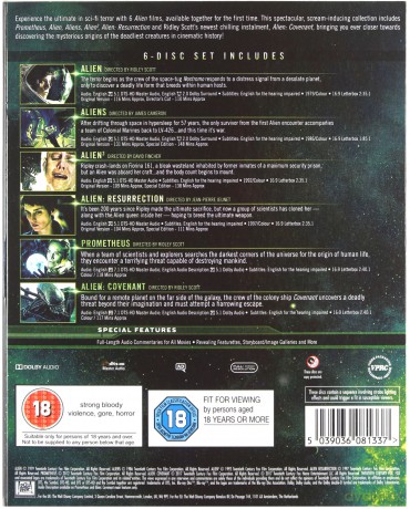 Alien 6 Films Collection: Alien / Aliens / Alien 3 / Alien: Resurrection / Prometheus / Alien Covenant (Obcy Kolekcja 6 Filmów: Obcy / Obcy - decydujące starcie / Obcy 3 / Obcy Przebudzenie / Prometeusz / Obcy: Przymierze) [BOX] [6xBlu-Ray]