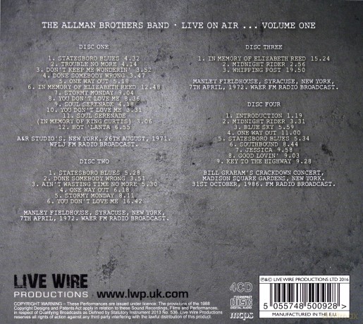 Allman Brothers Band: Live On Air / Volume 1 [4CD]