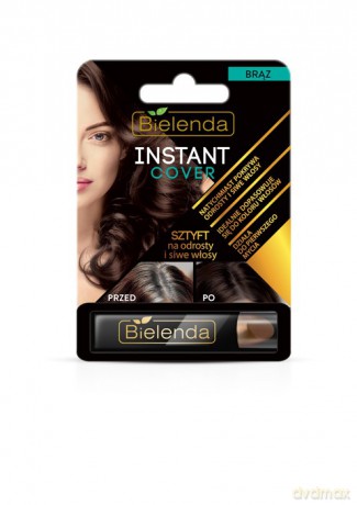 Bielenda Instant Cover Sztyft na odrosty i siwe włosy - brąz 4.3g