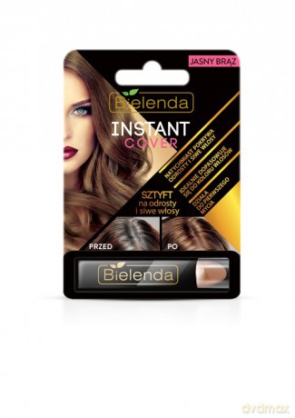 Bielenda Instant Cover Sztyft na odrosty i siwe włosy - jasny brąz 4.3g