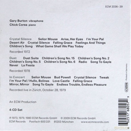 Chick Corea & Gary Burton: Crystal Silence Box Ecm Recordings [4CD]