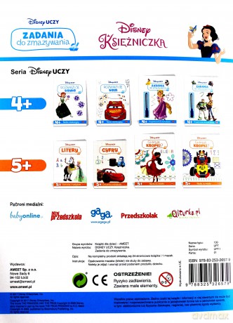 Disney uczy. Zadania do zmazywania. Księżniczki [KSIĄŻKA]