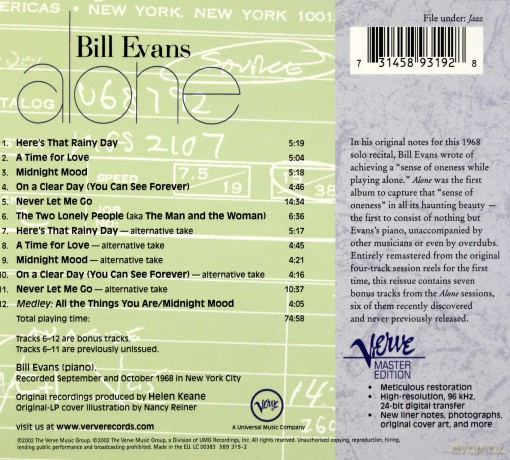 Bill Evans: Alone [CD]