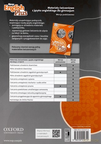 English Plus New 4 zakres podstawowy Materiały ćwiczeniowe [KSIĄŻKA]