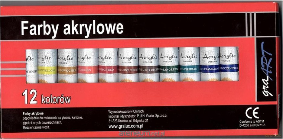 Farby akrylowe 12 kolorów x 12 ml