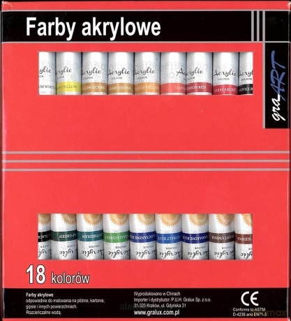 Farby akrylowe 18 kolorów x 12 ml
