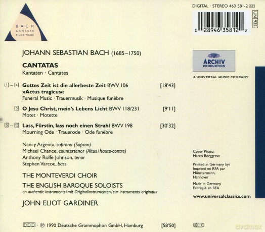 John Gardiner: Bach: Cantatas (BWV 106, 118, 198) [CD]