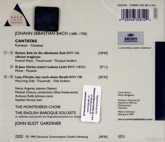 John Gardiner: Bach: Cantatas (BWV 106, 118, 198) [CD]