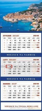 Kalendarz 2018 Ścienny Trójdzielny Dubrownik [KALENDARZ]