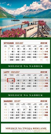 Kalendarz 2018 Ścienny Trójdzielny Jezioro [KALENDARZ]