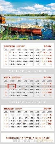 Kalendarz 2018 Ścienny Trójdzielny Łódka [KALENDARZ]