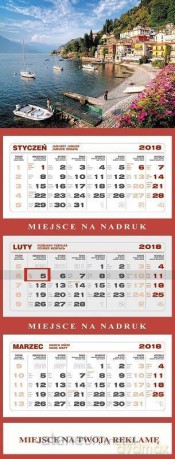 Kalendarz 2018 Ścienny Trójdzielny Zatoka [KALENDARZ]