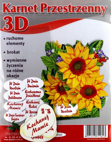 Karnet składany 3D - Bukiet słoneczników