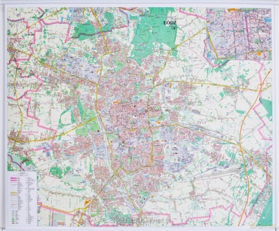 Łódź. Mapa ścienna 1:20 000