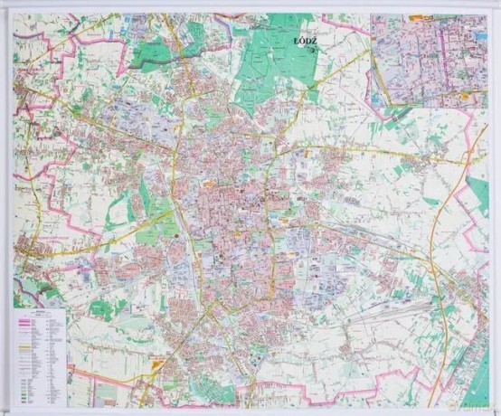 Łódź. Mapa ścienna 1:20 000