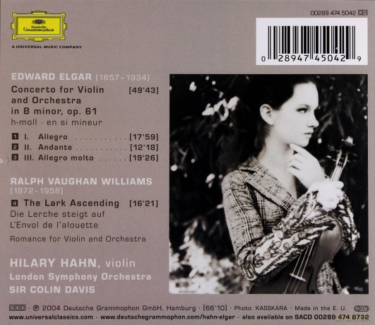 Hahn Hilary: Elgar:Violin Concerto,V.Williams:The Lar [CD]