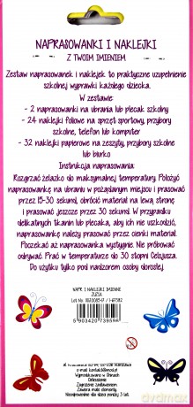 Naprasowanki i naklejki imienne - Zuzia