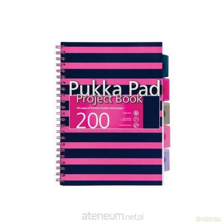 Project Book Navy A4/200 kratka róż (3 szt)