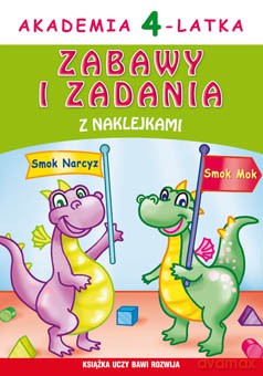 Akademia 4-latka zabawy i zadania z naklejkami. Książka uczy, bawi rozwija - Joanna Paruszewska [KSIĄŻKA]