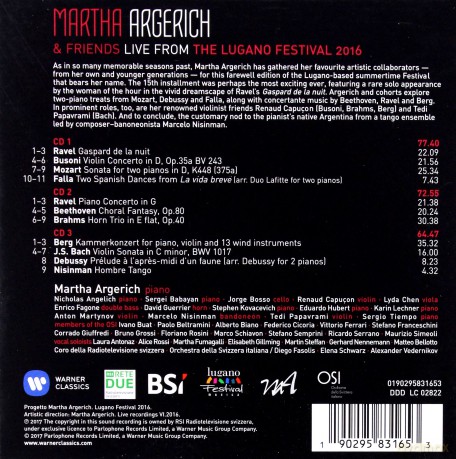 Martha Argerich: Live From Lugano Festival 2016 [3CD]