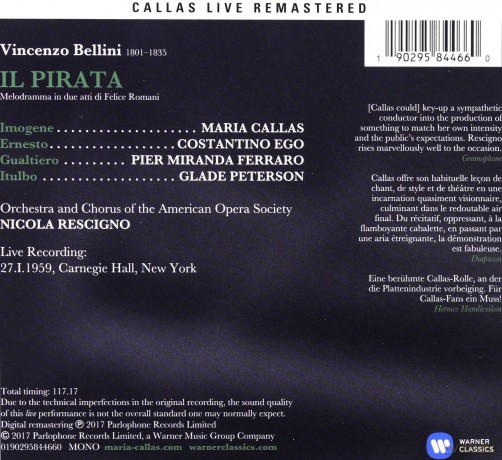 Maria Callas: Bellini: Il Pirata (New York, 27/01/1959) [2CD]