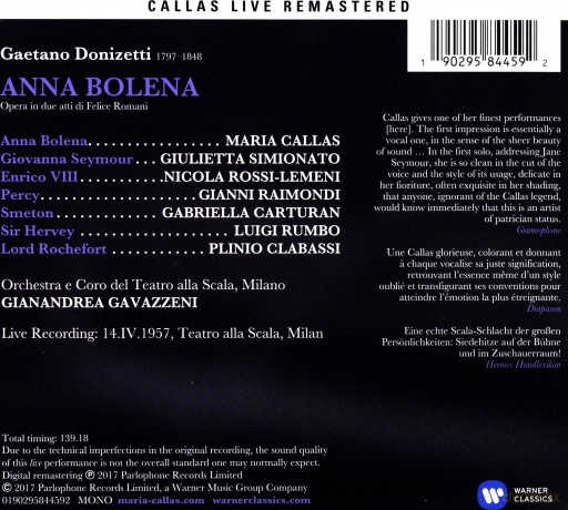 Maria Callas: Donizetti: Anna Bolena (Milano, 14/04/1957) [2CD]