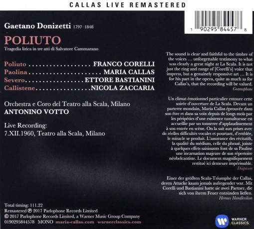 Maria Callas: Donizetti: Poliuto (Milano, 07/12/1960) [2CD]