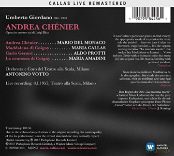 Maria Callas: Giordano: Andrea Chenier (Milano, 08/01/1955) [2CD]