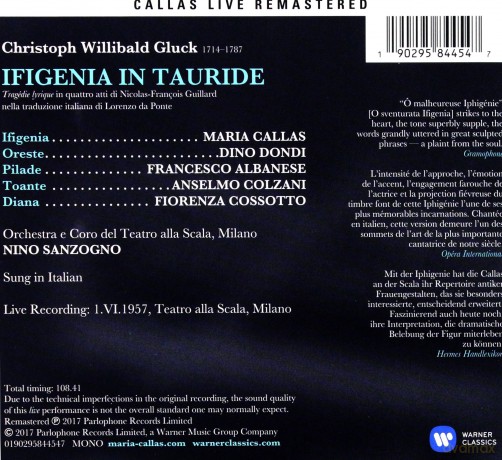 Maria Callas: Gluck: Ifigenia In Tauride (Milano, 01/06/1957) [2CD]