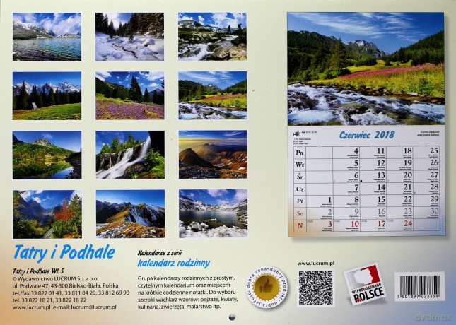 Kalendarz rodzinny 2018 - Tatry i Podhale WL5 [KALENDARZ]