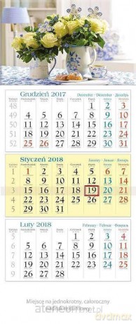 Kalendarz trójdzielny 2018 - Kwiaty KT17 [KALENDARZ]