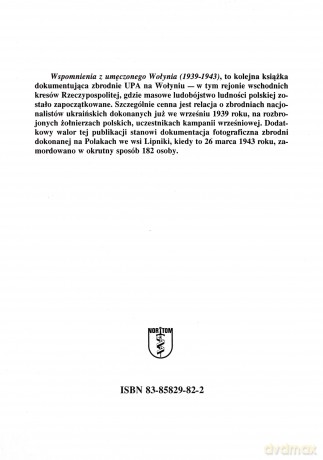 Wspomnienia z umęczonego Wołynia - Antoni Przybysz [KSIĄŻKA]