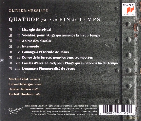 Martin Frost: Messiaen: Quatuor pour la fin du temps (Quartet for the End of Time) [CD]