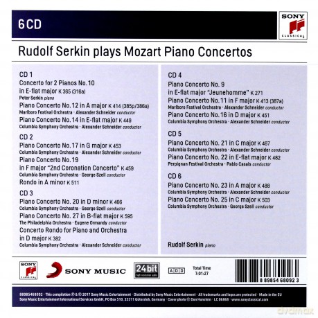 Rudolf Serkin: Rudolf Serkin Plays Mozart Piano Concertos [6CD]