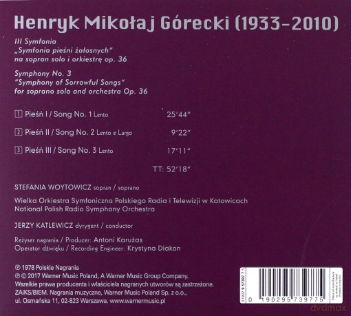 Stefania Woytowicz: Henryk Mikołaj Górecki: III Symfonia Pieśni Żałosnych Op. 36 [CD]