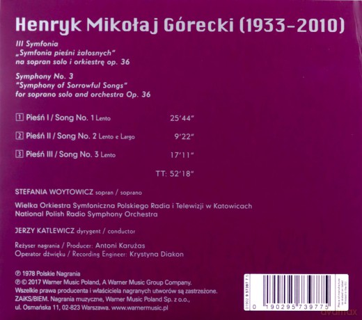 Stefania Woytowicz: Henryk Mikołaj Górecki: III Symfonia Pieśni Żałosnych Op. 36 [CD]