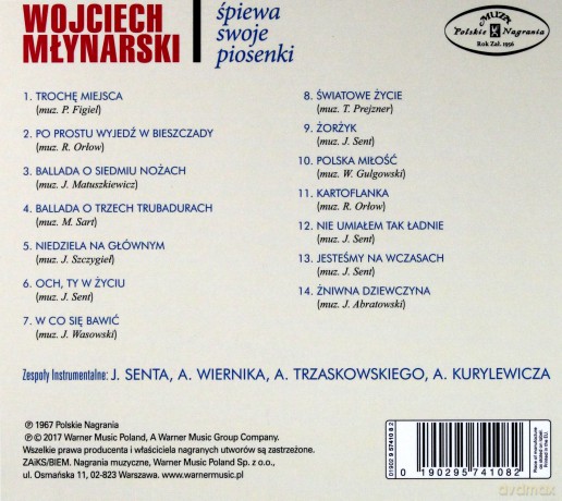Wojciech Mlynarski: Młynarski Śpiewa Swoje Piosenki [CD]