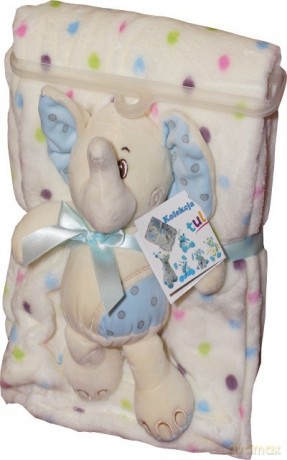 Kropeczka Słoń z kocykiem 21 cm niebieski