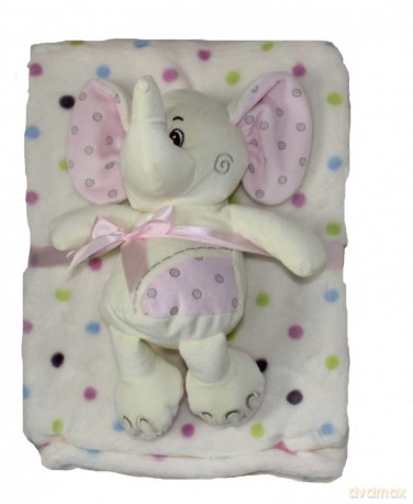 Kropeczka Słoń z kocykiem 21 cm różowy