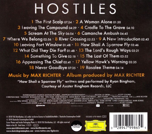 Hostiles soundtrack (Max Richter) [CD]