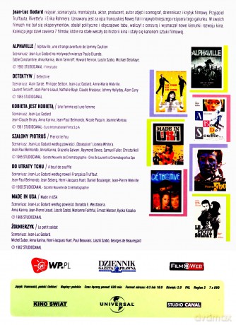 Jean-Luc Godard Kolekcja: Do utraty tchu | Żołnierzyk | Kobieta jest kobietą | Szalony Piotruś | Alphaville | Detektyw | Made in USA [BOX] [7DVD]