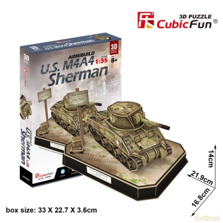 CUBICFUN Puzzle 3D Czołg U.S. M4A4 Sherman 263 el. [PUZZLE]