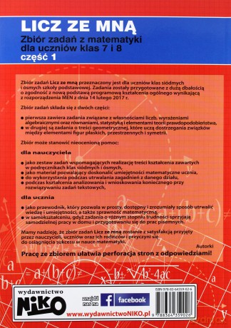 Licz ze mną. Zbiór zadań z matematyki dla uczniów klas 7 i 8 część 1 - Danuta Budzich [KSIĄŻKA]